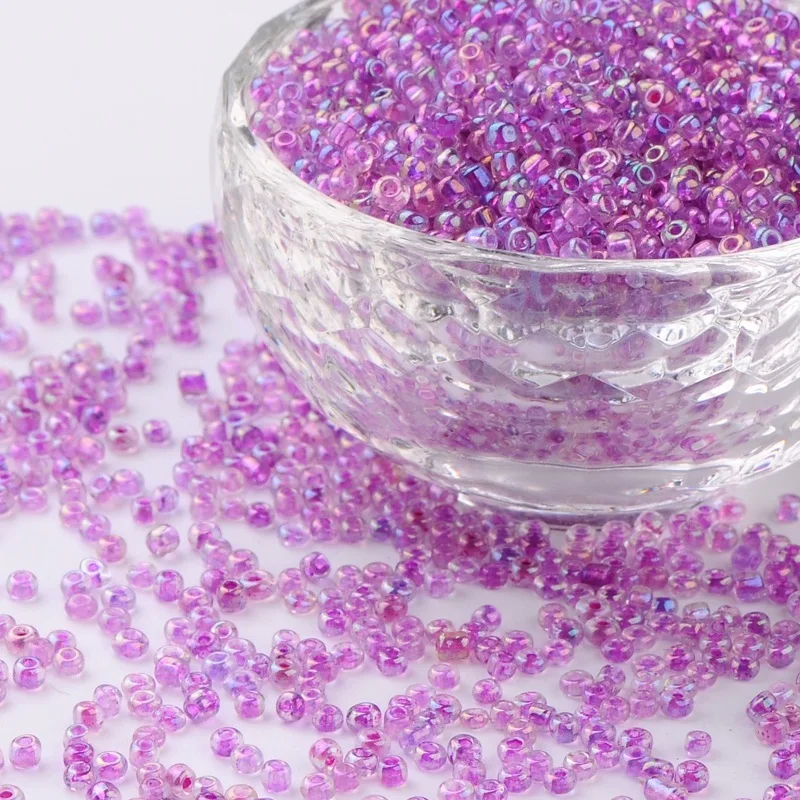 

2mm 30000pcs/pound 12/0 Glass Seed Beads Jewellry Loose Small Little Beads for Jewelry DIY Making Luminous Inside Colours F60