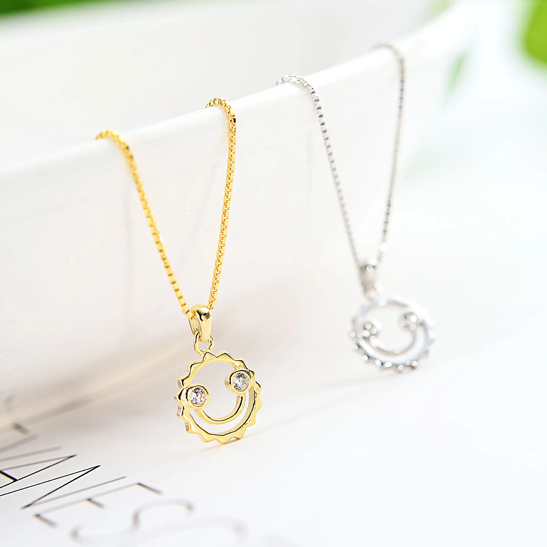 smile necklace insert CZ woman 100% 925 Sterling silver nacklace Jewellery Clavicle chain pendant charms gift