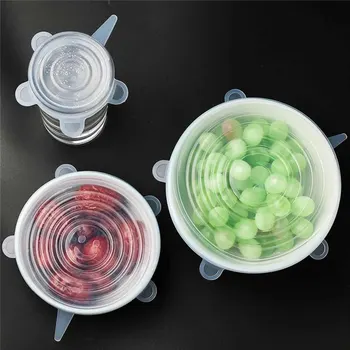 

6pcs Silicone Cup Lid Bowl Cover Fruit Fresh Cover Food Grade Keeping Wrap Bowl Pot Lid Sealed Covers Cooking Kitchen Tools