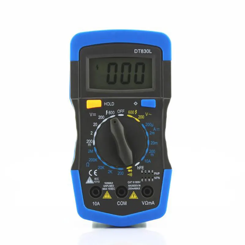 

DT830L A830L Digital Multimeter Backlight AC/DC Ammeter Voltmeter Ohm Tester Meter Handheld LCD Multimetro Voltage Current