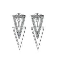Модные женские серьги-гвоздики из серебра 925 пробы с блестящими кристаллами и треугольным дизайном, ювелирные изделия для женщин, подарок на день рождения, не вызывает аллергии, дешево