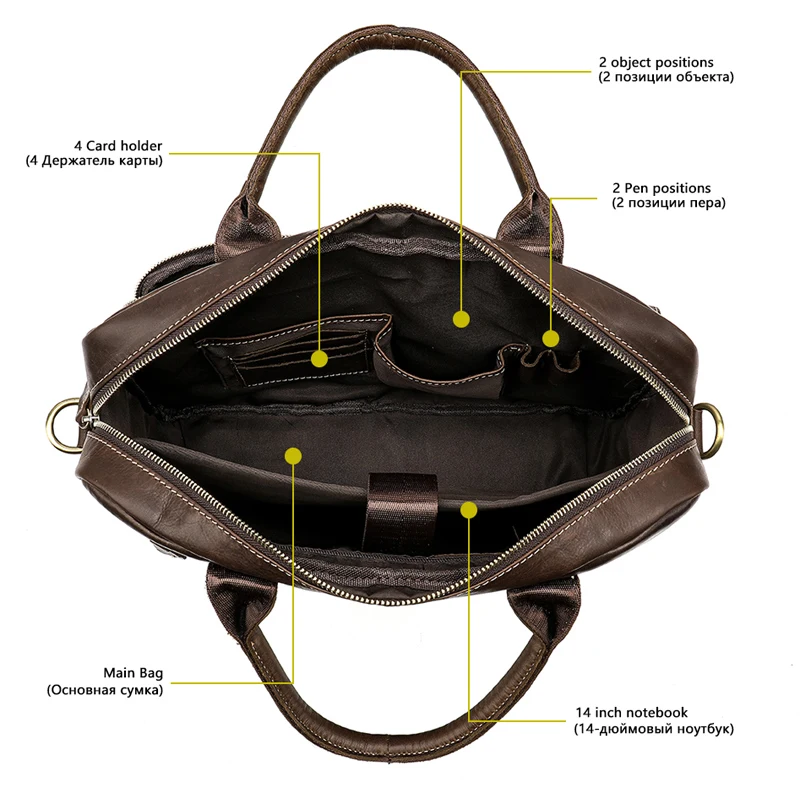 MVA Briefcase Men's Genuine Leather Bag for Men Computer portfolio for documents Business Briefcases leather laptop bag 14inch MVA Briefcase Men's Genuine Leather Bag for Men Computer portfolio for documents Business Briefcases leather laptop bag 14inch