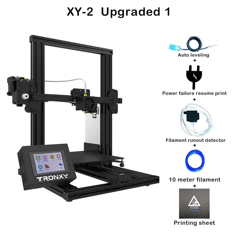 Tronxy, новинка, XY-2, 3D принтер, большой размер печати, FDM, i3, принтер, v-слот, сенсорный экран, продолжительная печать, Горячая кровать, 1,75 мм, PLA - Цвет: XY-2 Upgraded 1