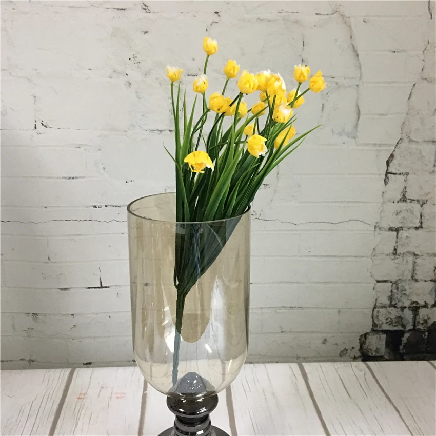 23 Heads Mini Tulips bouquet plastic Artificial Flower for spring home wedding decoration white tulip fake flowers prom decorations 5 45