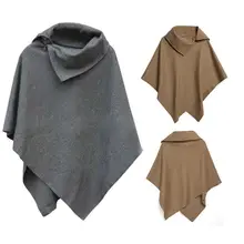 Зимняя Мода Женская Batwing Пончо Кардиган Пальто Куртки Свободные Плащ Кабо Куртка