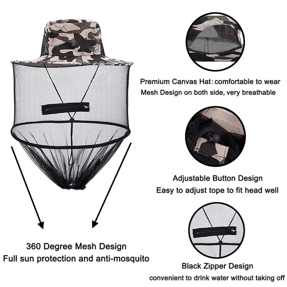 Москитная Кепка Midge муха насекомых пчела шляпа с сеткой для защиты лица шляпа для рыбалки Сад Открытый Кемпинг Туризм Охота