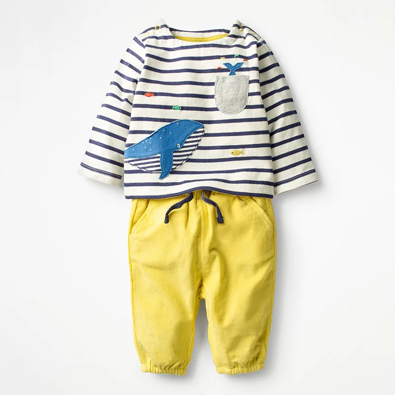 

Little maven 2-7Years Autumn Whale Pattern Kids Toddler Boys Clothing Sets Children's Fall Boutique Outfits Kits For Baby Boys