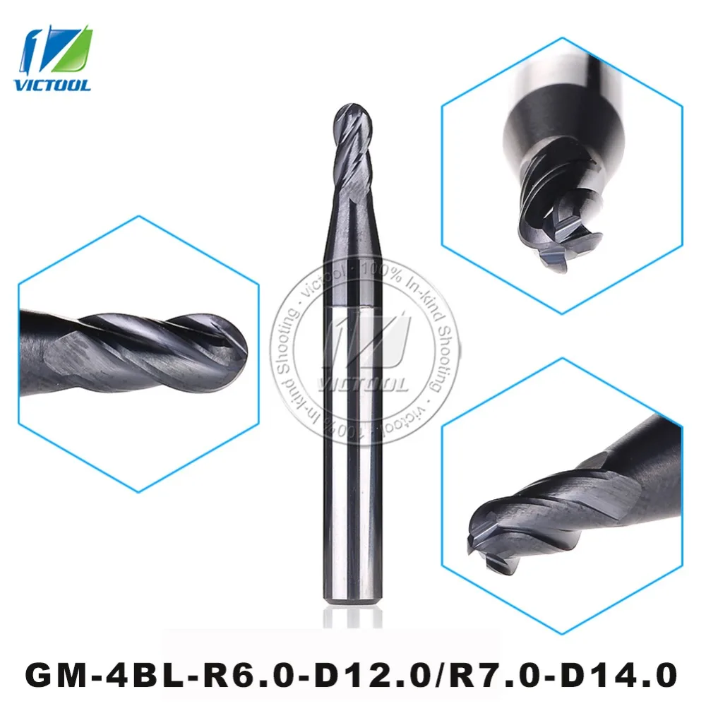 

GM-4BL-R6.0/R7.0 Cemented Carbide Higher Feed Speed Machining Efficiency 4-flute Ball Nose End Mills With Straight Shank Tools