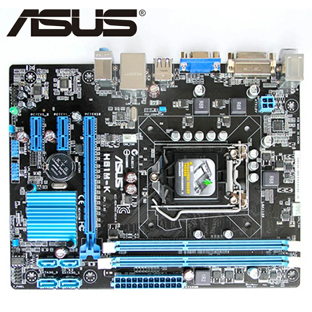 Asus H61M-K рабочего Материнская плата H61 разъем LGA 1155 i3 i5 i7 DDR3 16 ГБ Микро-ATX UEFI BIOS используется платы на продажу