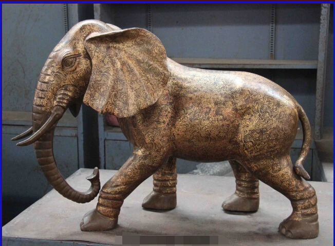 

Chinese Palace Chinese Copper Bronze Lucky Elephant Peace statuary Statue Pair