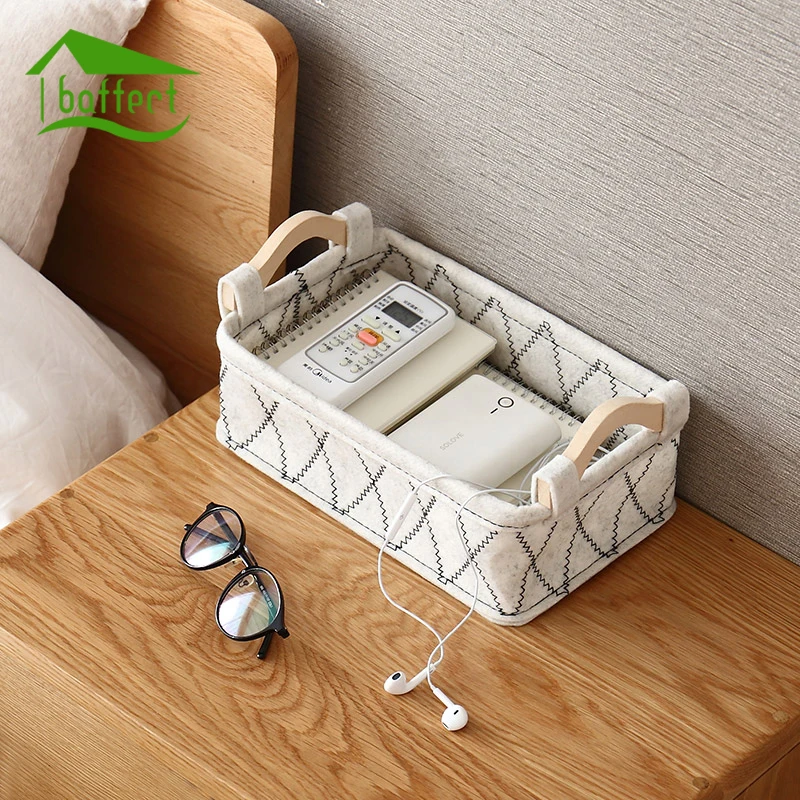 

Felt Laundry Box Cotton and Linen Handle Desk Debris Storage Basket Fashion Style Convenience Holder Jewelry Cosmetic Organizer