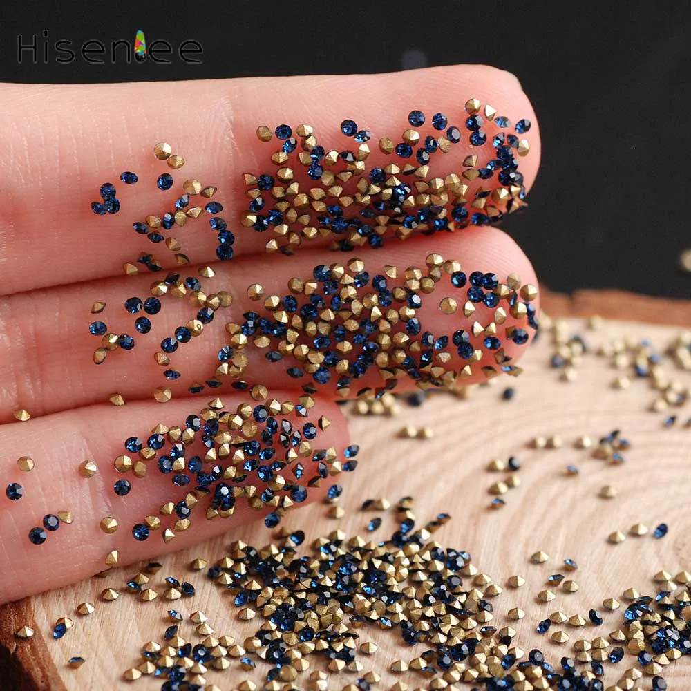 Hisenlee, смешанные, 17 цветов, 1,1 мм., стеклянные стразы маленького размера для украшения ногтей - Цвет: montana