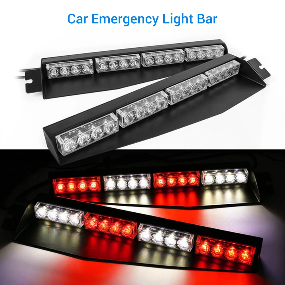 

2PCS 45cm X 11cm X 4cm Strobe Light 12V Vehicle Car Front Emergency Warning Light Flash LED Police Lamp Daytime Running lights
