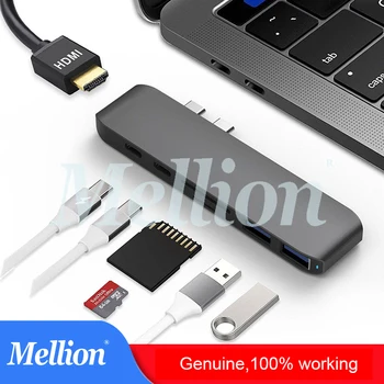

7 in1 Type C adapter USB-C Hub with Dual Type-C Adapter USB 3.0 SD Card Reader 4K HDMI For MacBook Pro divider for MacBook Pro