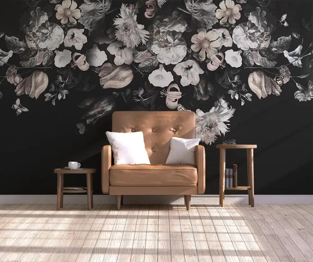 Beibehang черный ТВ фон papel де parede 3d цветочные обои для стен 3 d фотообои обои домашний Декор Гостиная - Цвет: 17474273