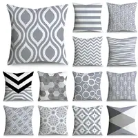45*45cm Gray Striped Geometric Cushion Cover Polyester Pillowcase Cojines Decorativos Para Sofa Home Bedroom Sofa Decor 40814 45*45cm Gray Striped Geometric Cushion Cover Polyester Pillowcase Cojines Decorativos Para Sofa Home Bedroom Sofa Decor 40814