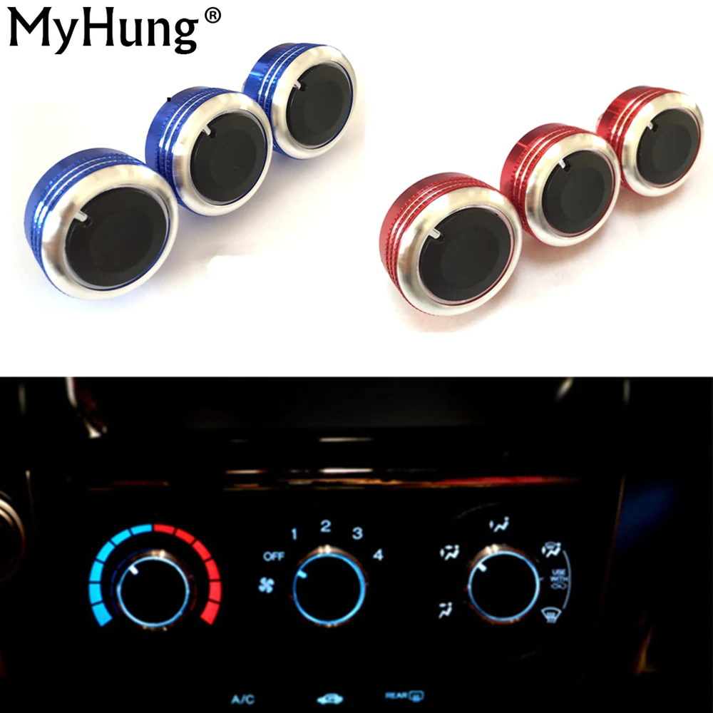 Car Heat Control Knob Car Air Conditioning Knob AC Knob 3Pcs Aluminum Alloy For Honda City 2008