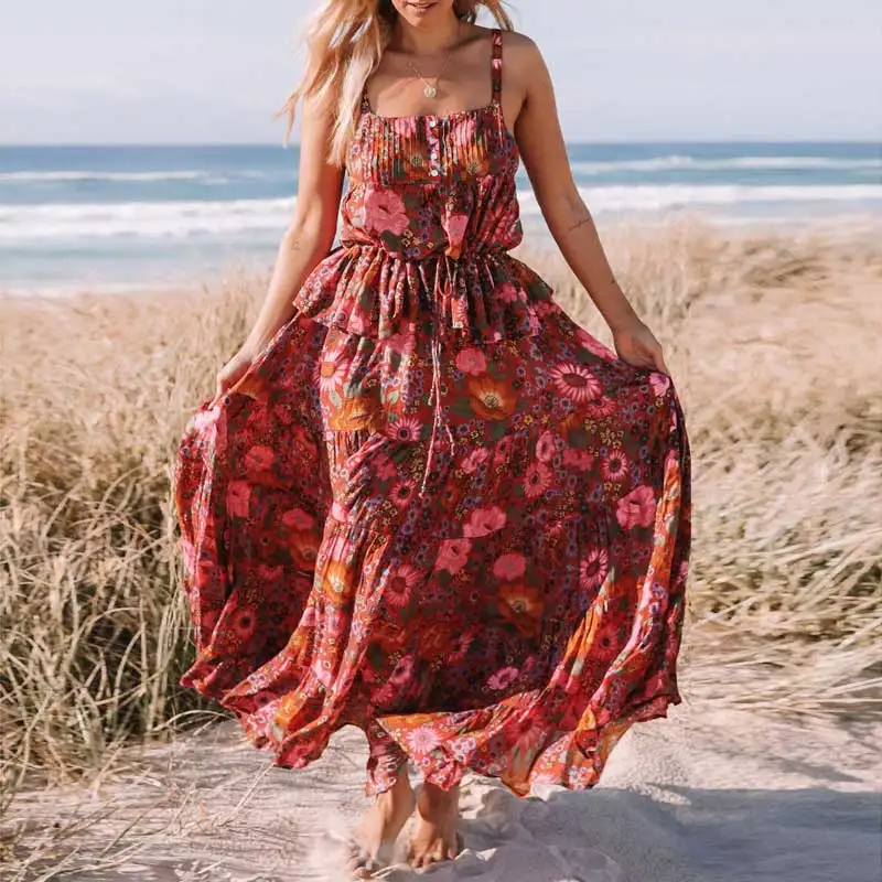 

BOHO INSPIRED skirt floral Print rayon elastic waist skirts womens 2019 bohemian gypsy long skirts summer beach faldas female