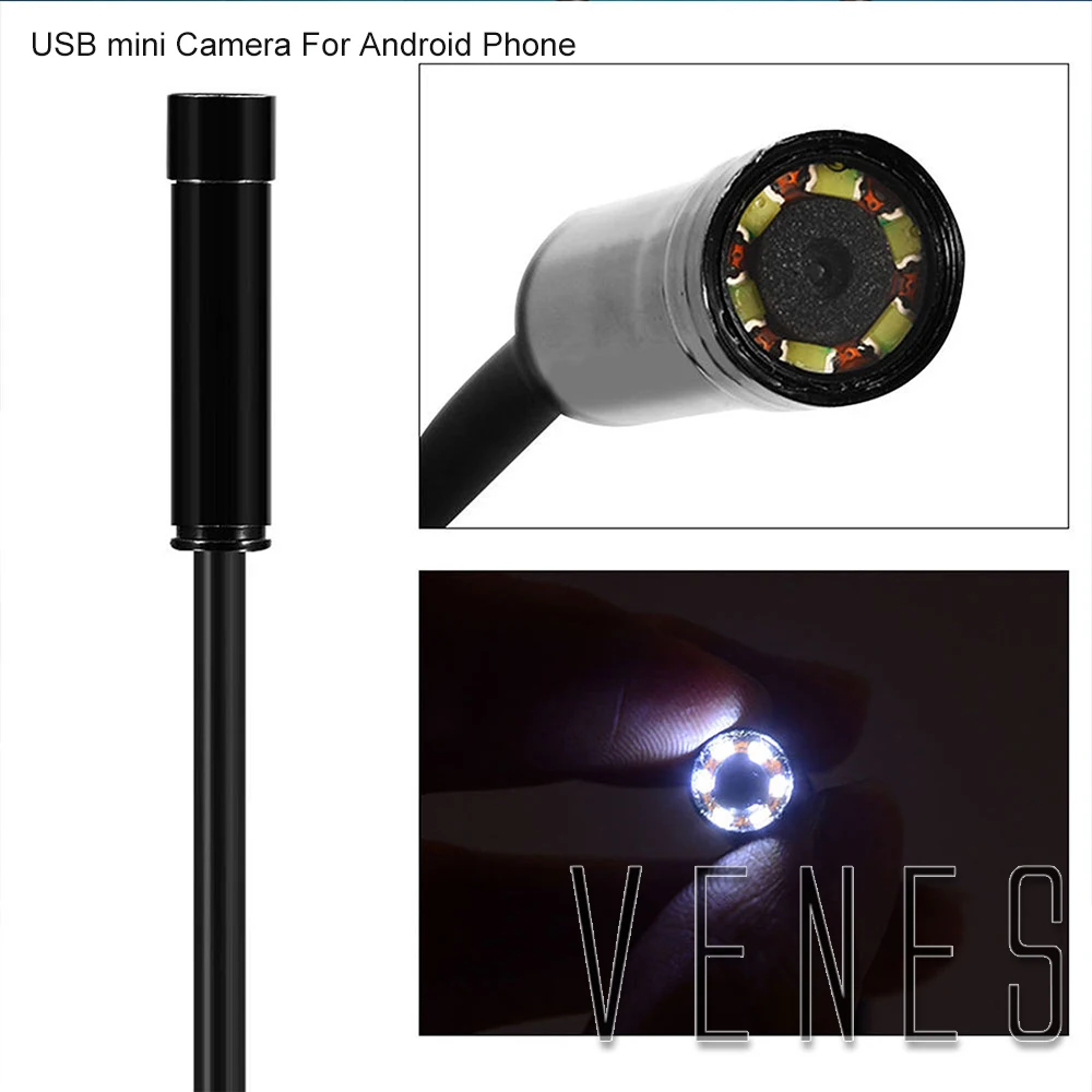 7 мм Водонепроницаемый эндоскоп для Android, ip67 проверки USB Borescope Змея мини Камера s Micro Камера 2 м