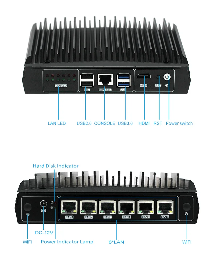 Безвентиляторный мини встроенный Haswell-U один процессор 6* LAN 2* USB3.0 2* USB2.0 1* RJ45 Порт COM 1* NGFF_SSD слот; 1* SATA3.0 1* M-SATA