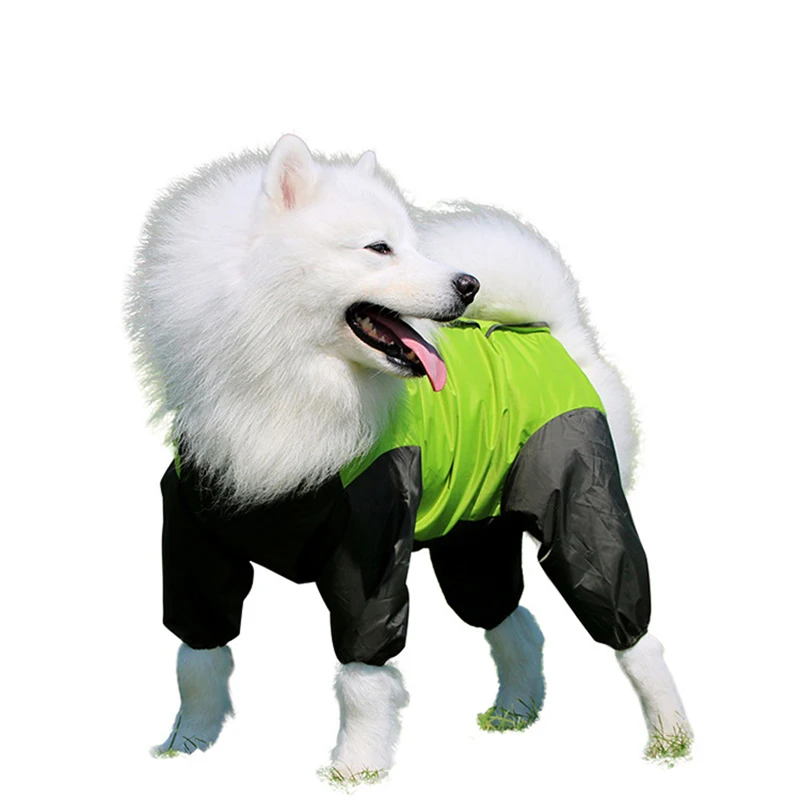 

Dog raincoat in the large dog Samoyed Golden Resin Husky pet poncho hooded four-leg all-inclusive waterproof raincoat