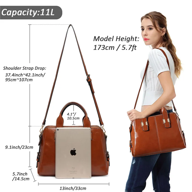 VASCHY Patent Leather Satchel Bag for Women Fashion Top Handle Handbag Work Tote Purse with Triple Compartments Briefcase