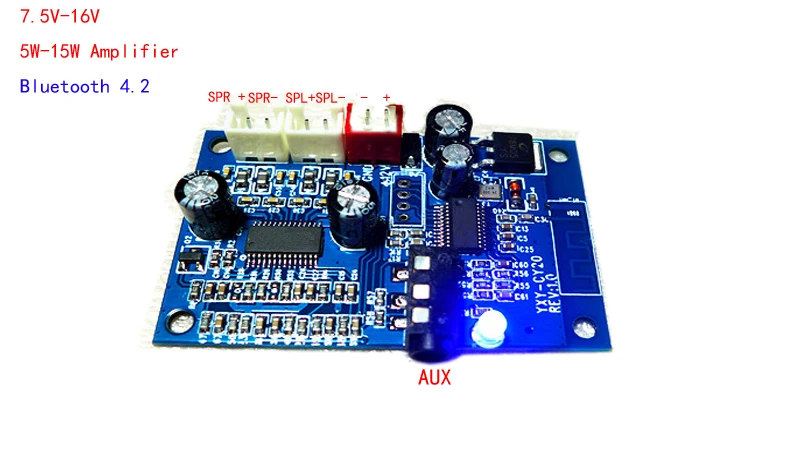 7,5 v-16 v Беспроводная связь Bluetooth стерео аудио получения декодер доска, поддержка L2CAP/A2DP(AVCTP/AVDTP/AVCRP) с 15 Вт* 2 усилителя