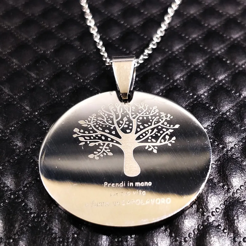 

Tree of Life Choker Necklace Stainless Steel Tree Pendant Necklaces Jewerly Silver Color Neckless Women Jewelry collares N7634B