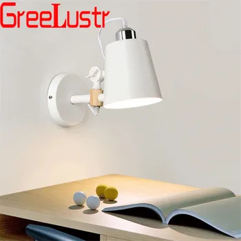 

Black/White Wood Rotate Arms Wall Lamps Adjustable Abajur Wall Sconces Light For Bedroom Stair aisle Light Fixtures Luminaire