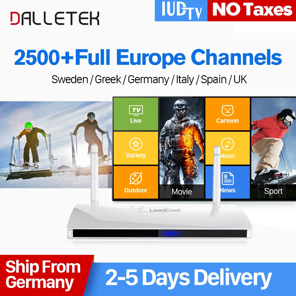 

France Arabic IPTV Germany LEADCOOL Smart Android IPTV Box Europe Swedish Spain Arabic 1 Year IUDTVPro IPTV subscription IP TV