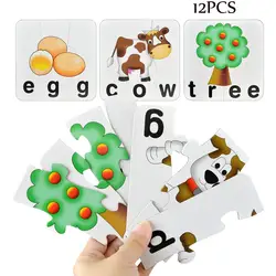 Шт. 12 шт. деревянные головоломки животных Jigsaw Kid развивающие игрушки игрушка