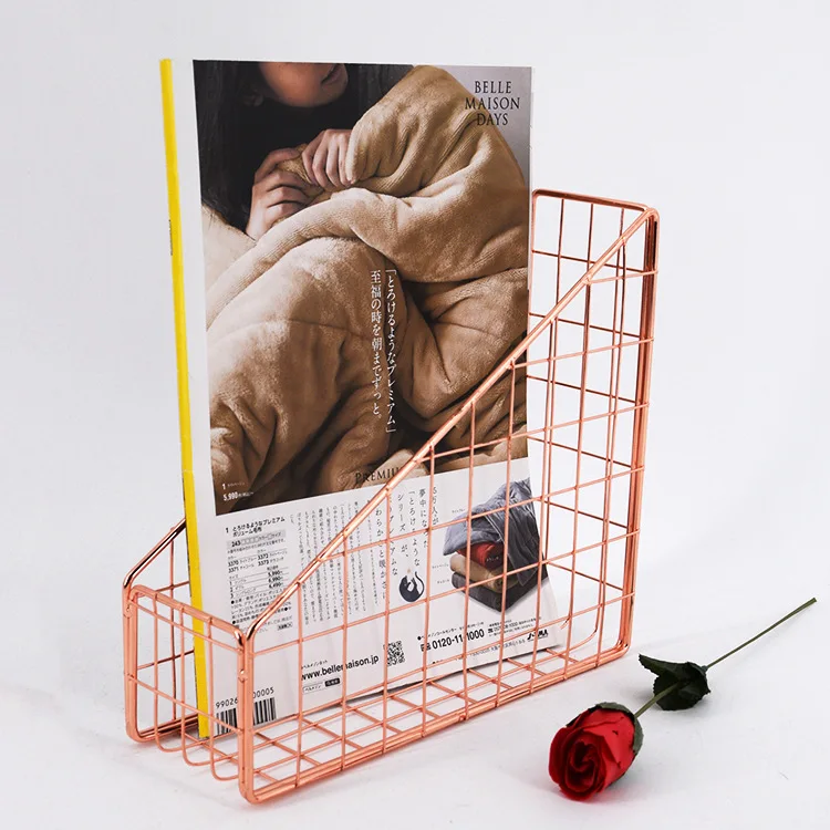 

Creative Document Book Storage Rack Modern Simple Office Storage Rack Desktop Iron Decoration 25*23*9cm