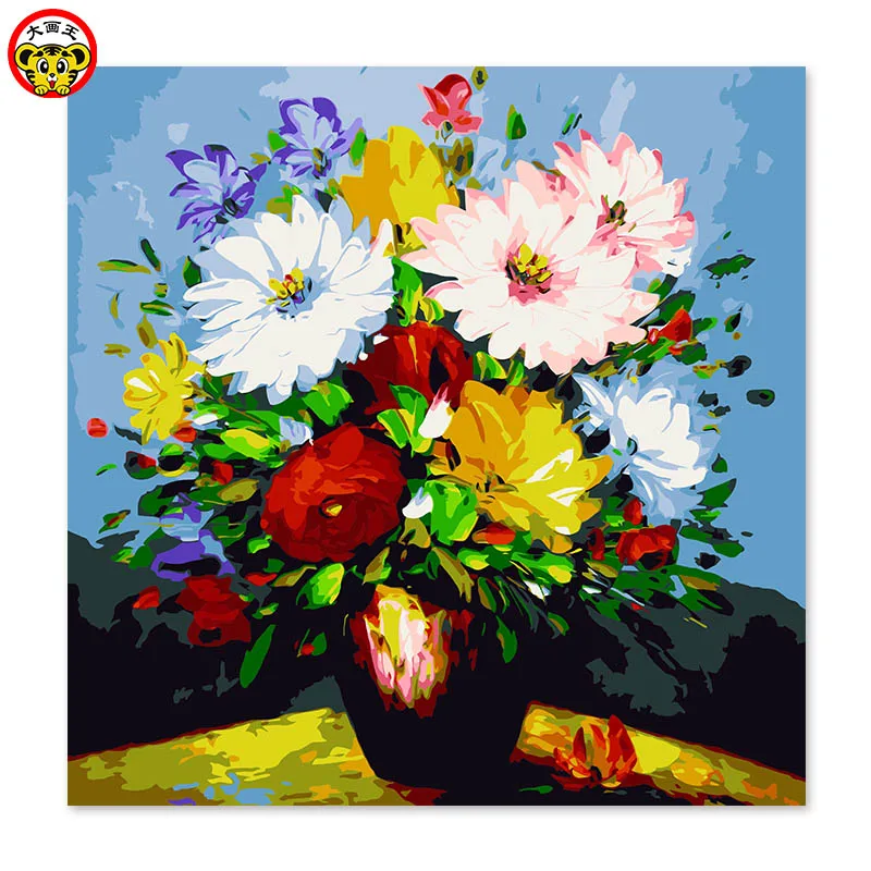 painting by numbers art paint by number Manual flower painting of European style table