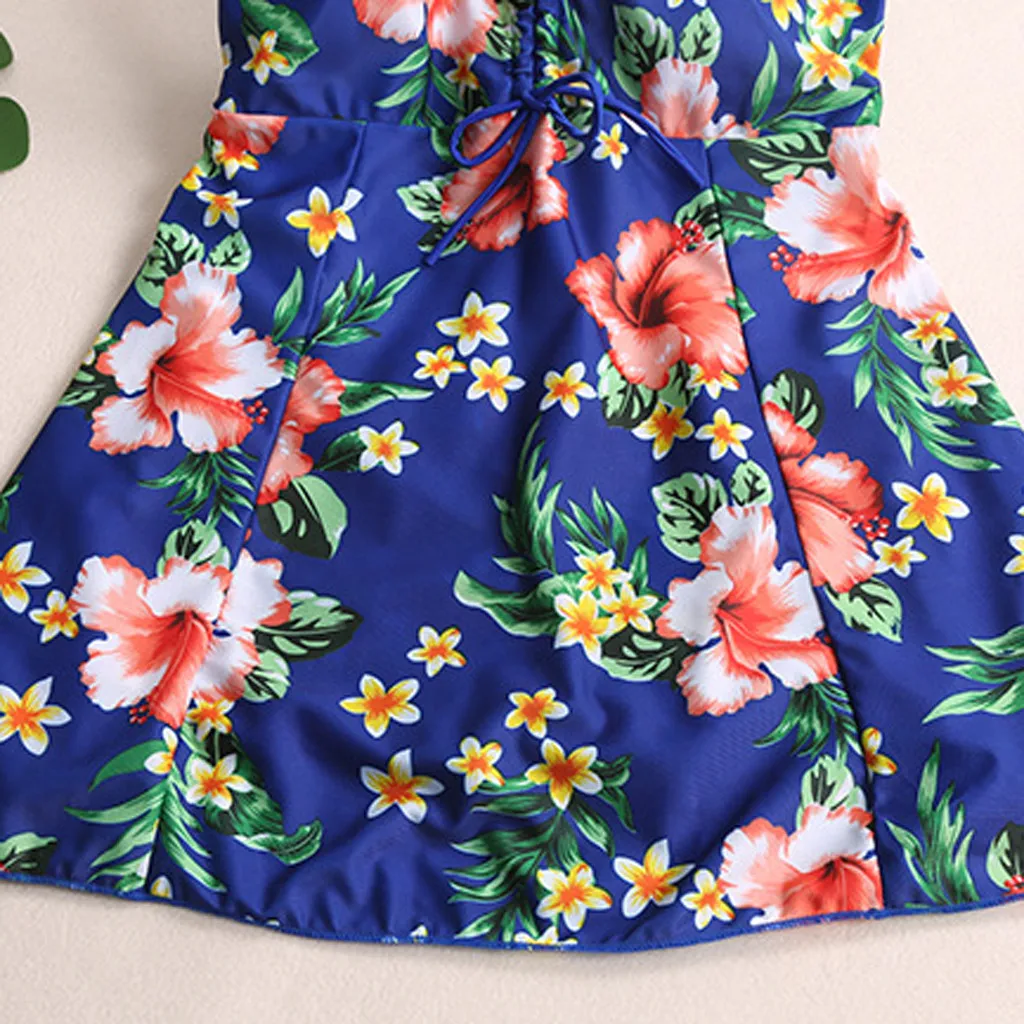 CHAMSGEND New Women's XL printed conservative swimming skirt sexy fashion beachwear one-piece swimsuit