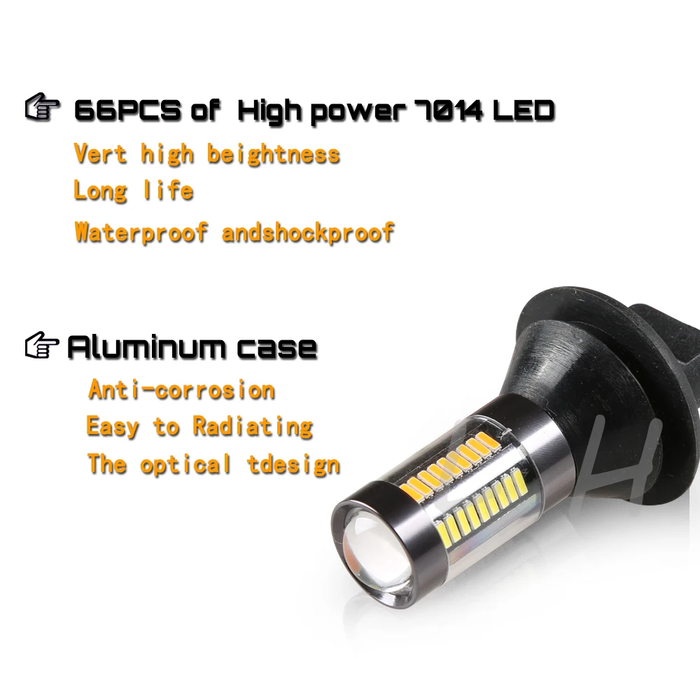 2x автомобильные T20 7440 66SMD двухцветные 1156 BA15S BAU15S лампы DC12v сигнальная лампа DRL