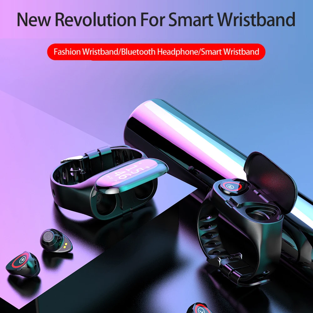 Дизайн M1 AI умные часы Bluetooth наушники монитор сердечного ритма Смарт-браслет длительное время ожидания фитнес-браслет