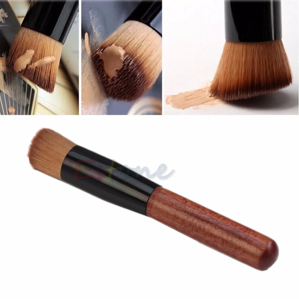 Angled Flat Top Buffer Brush Bamboo Face Base Liquid Foundation