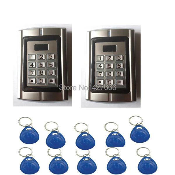 

Free Shipping 2PCS RFID Proximity Door Access Control System Metal Access Controller with 20 pcs Keyfobs