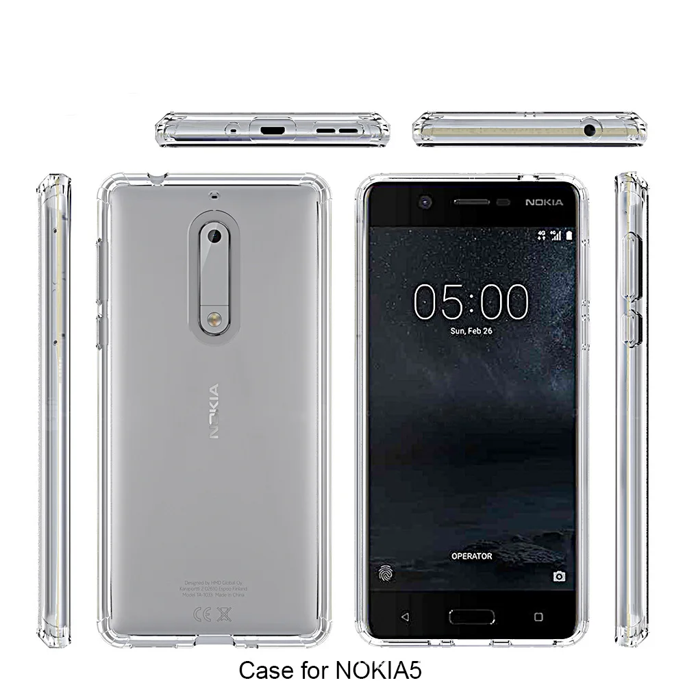 Чехол для Nokia 5 гибридная мягкая силиконовая рамка жесткая акриловая задняя