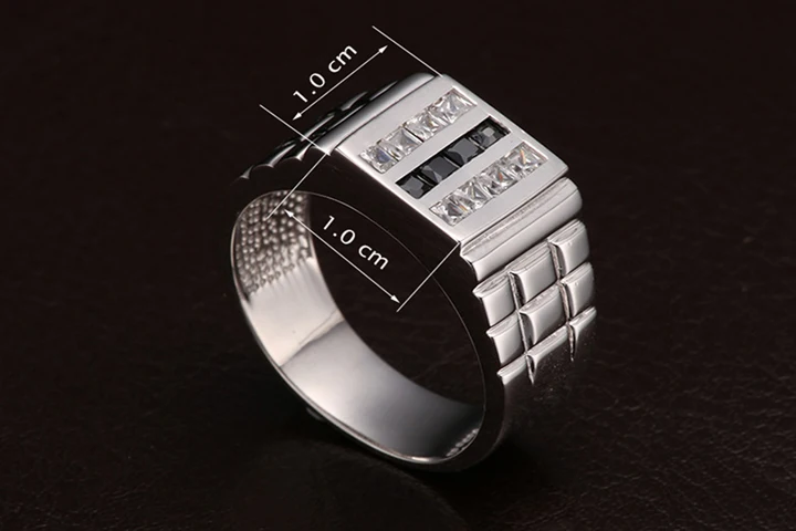 Реальные 925 пробы серебро Для мужчин кольцо обручальное квадратный Циркон Черный Кольца с алмазами для мальчика друзей муж, отец, подарок ко дню рождения