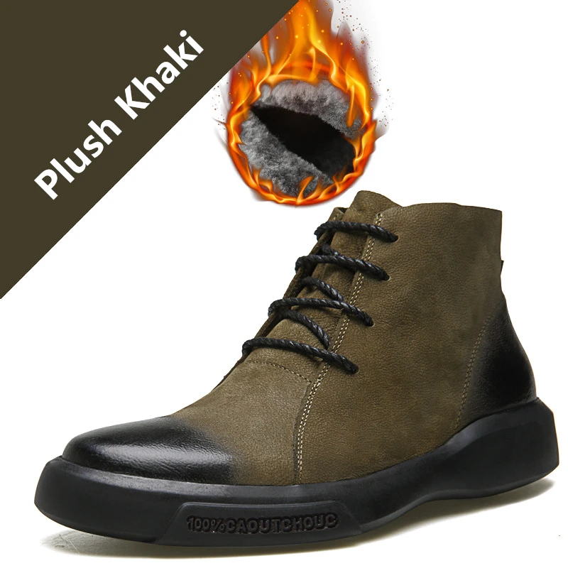 Misalwa/; мужские ботинки «Челси»; фирменные мужские ботинки из спилка; качественные ботинки без шнуровки в байкерском стиле; мужские теплые короткие ботильоны - Цвет: A33 Plush  Khaki
