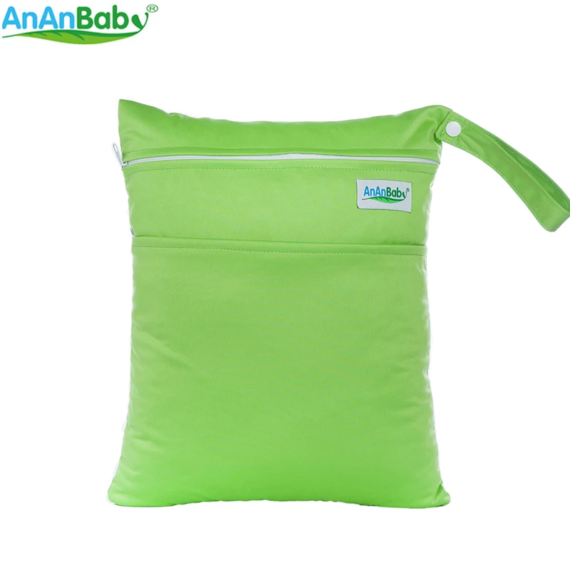 AnAnbaby 1 шт однотонная водонепроницаемая сумка для детских подгузников тканевая сумка для мокрых подгузников одноцветная с карманами на молнии