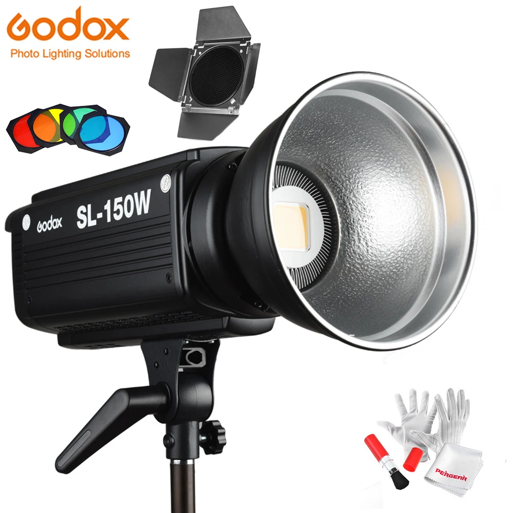 Godox SL-150W Led видео свет 5600 K 150 W CRI 93+ Bowens крепление w/пульт дистанционного управления BD-04 двери сарая соты сетки 4 цветных фильтров