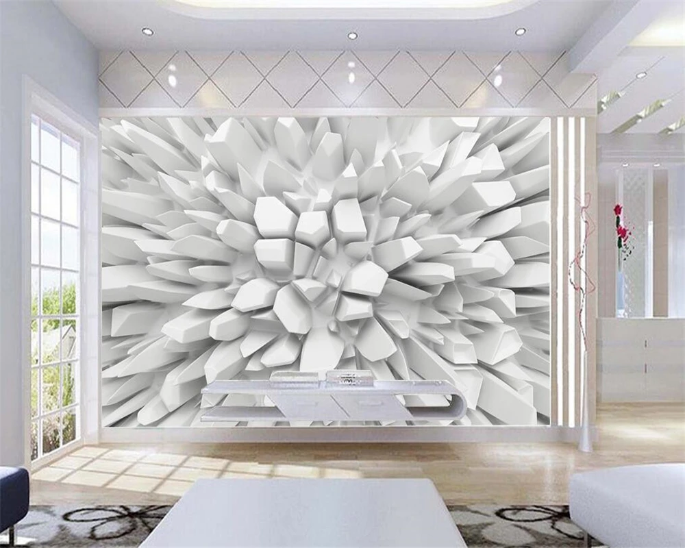 Custom wallpaper white 3d crystal stone spike background walls mural home decoration living room bedroom 3d wallpaper photos irregular natural fluorite candlestick reiki rough stone candle holder potted plants table decoration home decor ornaments