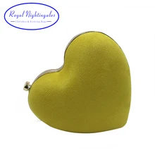 Королевские соловьи мини-клатчи с сердцем, замшевые бархатные Желтые красные вечерние сумки и сумочки для женщин, для вечеринки, выпускного вечера