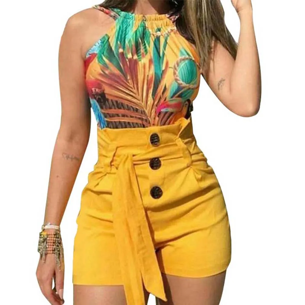 Женские шорты, однотонные, с высокой талией, с ремешками, облегающие, пляжные, повседневные, лидер продаж, NGD88 - Цвет: Цвет: желтый