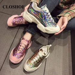 Closhoe Spring New Web Celebrity Láser Plataforma Superior Plataforma Zapatos Versátiles Zapatos con Cordones Ligeros Zapatos Solos de Mujer Sh Closhoe Spring New Web Celebrity Láser Plataforma Superior Plataforma Zapatos Versátiles Zapatos con Cordones Ligeros Zapatos Solos de Mujer Sh