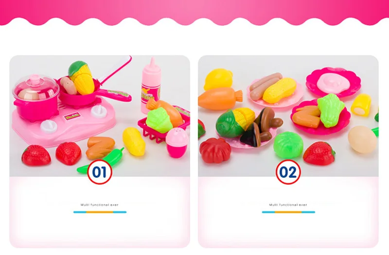 QWZ 46 шт./компл. ролевые игры игрушка мини Кухня игрушка Еда резать праздничный овощи фрукты покроя детское Подарочное платье с О-образным воротником, развивающие игрушки для детей