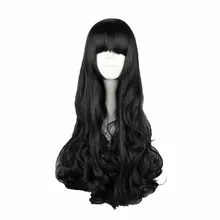 MCOSER 70 см синтетический длинный кудрявый черный цвет косплей парик высокотемпературные волокна WIG-011C волос