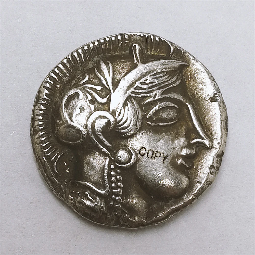 Греческая Athena старинная Сова монеты Посеребренная монета сова копия кольцо с